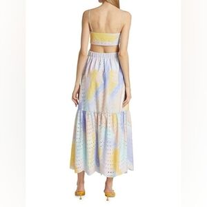 ML Monique Lhuillier Poplin Eyelet Cutout Midi Dress Sz 2